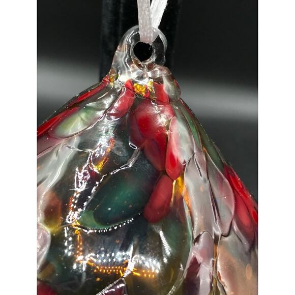 Hand Blown Glass Tear Drop Large Christmas Ornament Outdoor Orb 4.5" Diameter - Picture 4 of 8